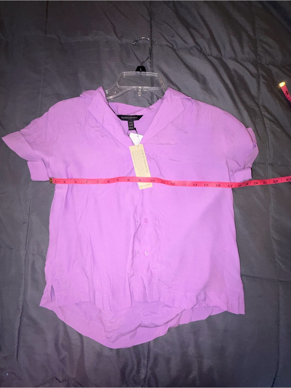NWT Banana Republic Petite Lavender Short Sleeve Button Blouse XXS - Picture 5 of 6